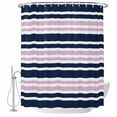 thumbnail image 2 of Navy Blue Pink Striped Waterproof Fabric Shower Curtain,Gradient Horizontal Lines Waterproof Fabric Shower Curtain for Bathroom Curtains Bathtubs Hotel Shower Curtains with 12 Hooks Standard 66x72, 2 of 8