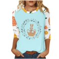 thumbnail image 3 of lcziwo Sales Today Women's Easter Shirts Spring 3/4 Sleeve Round Neck Blouses Cute Rabbit Graphic Tees 2025 Holiday Tops Going Out Outfits Light Blue S, 3 of 6