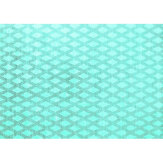 Ahgly Company Machine Washable Indoor Rectangle Trellis Turquoise Blue Contemporary Area Rugs, 5' x 7'