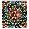 thumbnail image 3 of Colorful Shower Curtain, Abstract Pattern with Shapes Superimposed with Floral Motifs Indonesian Mosaic, Fabric Bathroom Set with Hooks, 69W X 70L Inches, Multicolor, by Ambesonne, 3 of 3