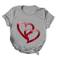 thumbnail image 4 of Shirts For Women Trendy,Women's Casual Round Neck Overlapping Red Heart Printed Short Sleeved T Shirt Top,Womens Shirts Casual(Color:Grey,Size:2XL), 4 of 5