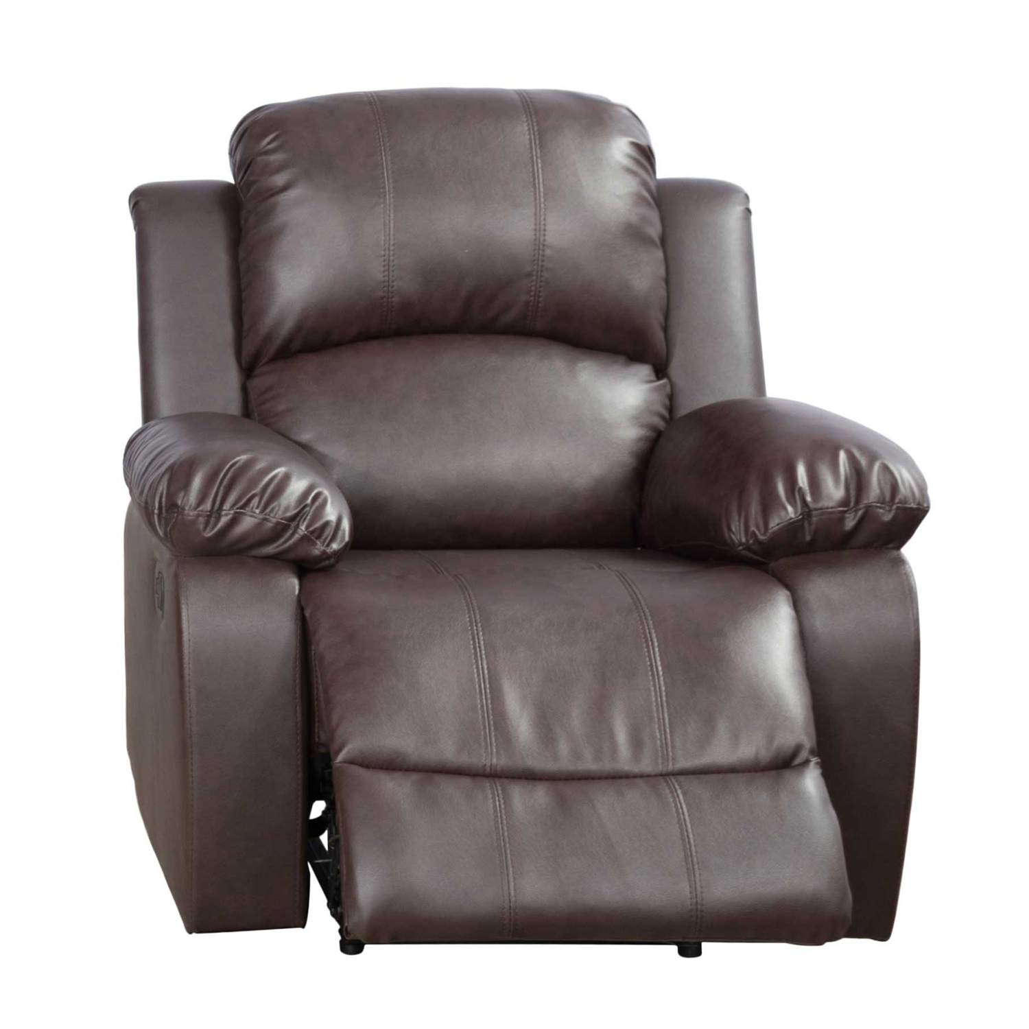 Hommoo Recycled Leather Recliner Chair, Living Room Chair Recliner Single Sofa with Overstuffed Arm and Back, Theater Lounge Seat for Home, Brown