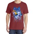 thumbnail image 2 of Wild Bobby, Wolf Painting Splatter, Animal Lover, Garment-Dyed Washed Look Short Sleeve T-Shirt, Tomato, 2XL, 2 of 3