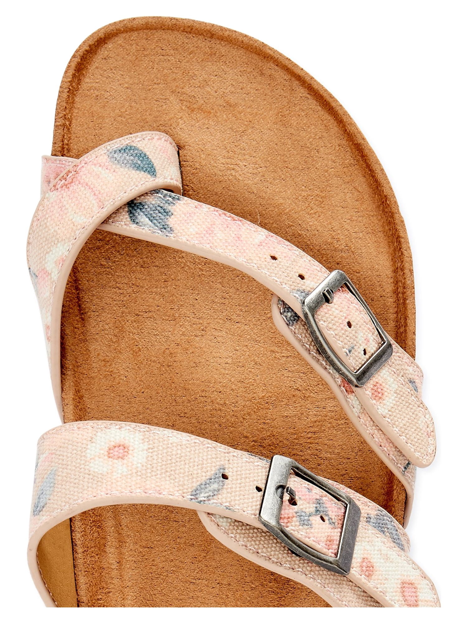 Time and Tru Women’s Toe Thong Footbed Slide Sandals, Wide Width Available