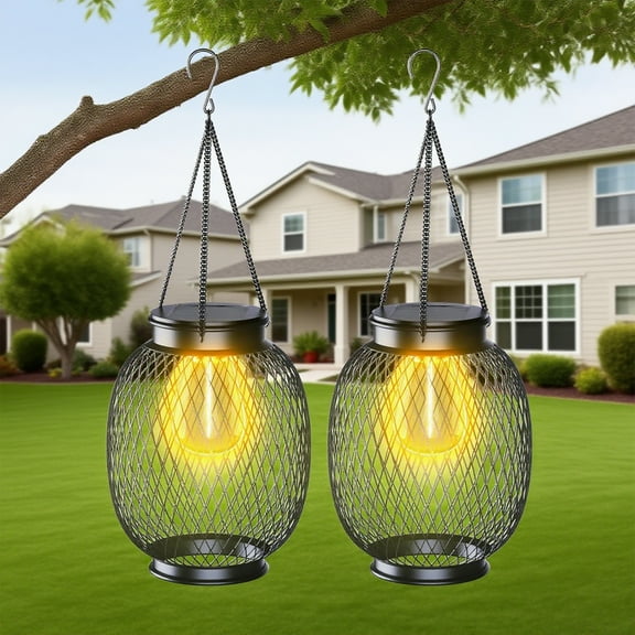 Solar Lights for Outdoors, | Pack of 2 | Black | Solar Lights for Outdoor Hanging Garden Decoration