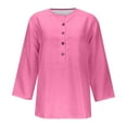 thumbnail image 5 of Fanxing Womens 3/4 Sleeve Shirts Summer Buttons T Shirts Loose Fit Henley Shirts Pink,M, 5 of 6