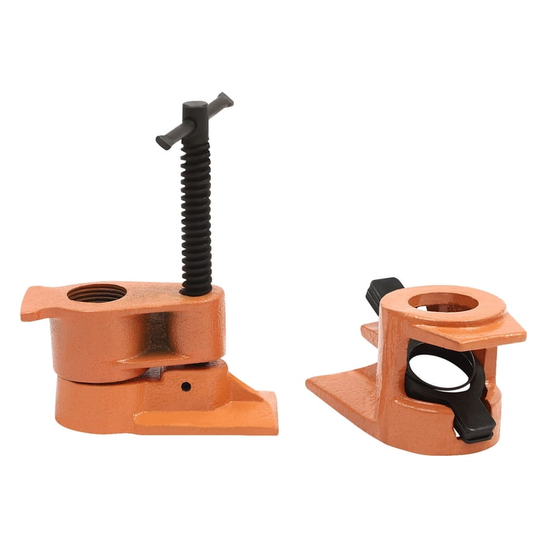 Acouto Heavy Duty 1 Inch Woodworking Pipe Clamp Fixture – Cast Iron, For Cabinets, Wooden Boxes, Gluing & Drilling, 1760g