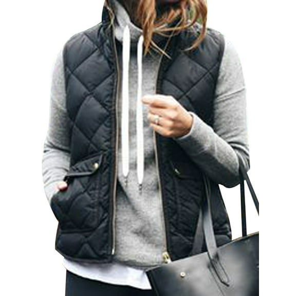 Jkerther Women Puffer Padded Vest Jacket Gilet Ladies Sleeveless Coat Snowsuit Jacket Plus Size