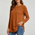 thumbnail image 2 of yillto Tshirts for Womens Long Sleeve Basic Shirts Sofy Stretchy Crew Neck Solid Color Loose Tees, 2 of 7