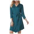 thumbnail image 2 of XIAONU Womens Modal Wrap Belted Robe Loose Fit Three Quarter Sleeve V Neck Loungewear Soft Comfy Sleep Robes, 2 of 9