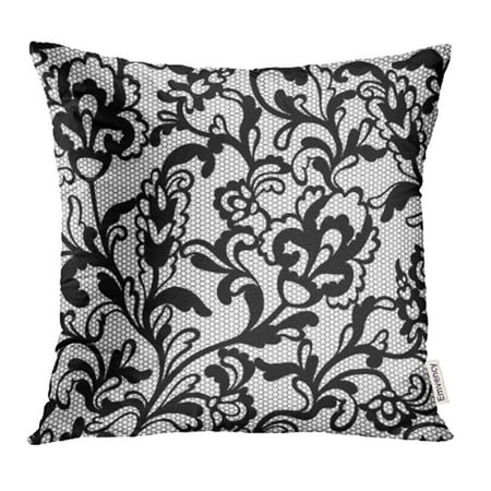 ARHOME Black Floral Lace Flower Embroidery Silhouette Classic Material Elegant Mesh Pillowcase Cushion Cases 18x18 inch