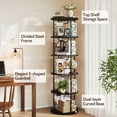 thumbnail image 4 of Vividwood 5 Tier Rotating Bookshelf, 360 ° Display Corner Book Shelf, Stackable Spinning Bookshelf Tower, Narrow Tall Revolving Bookcase, Round Swivel Storage Organizer, 4 of 5