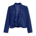 thumbnail image 4 of Oksale Women's Ruffled Denim Jackets Trendy Open Front Crop Cardigan Cozy Long Sleeve Jean Jacket Fall Going Out Tops Blue L, 4 of 9