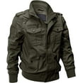 thumbnail image 1 of Men‘s Cotton Lightweight Multi Pockets Zip Front Stand Collar Military Jackets Windbreaker, 1 of 7