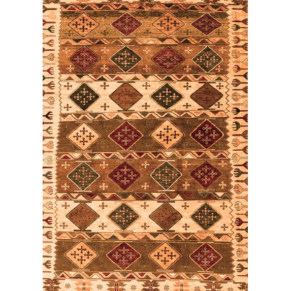 Ahgly Company Indoor Rectangle Oriental Orange Modern Area Rugs, 6' x 9'