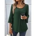 thumbnail image 5 of Women'S Ruffle 3/4 Sleeve Elegant Dressy Blouses Crew Neck Double Layers Mesh Tunic Tops Dark Green L, 5 of 7