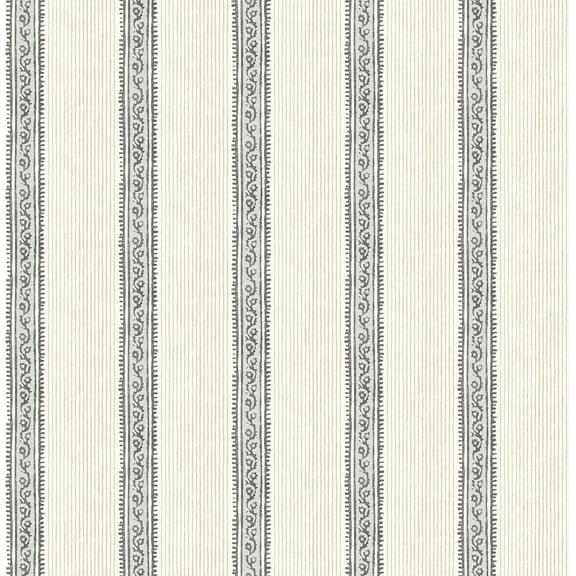 Chesapeake Mandevilla Black Vine Stripe Wallpaper
