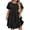 Black, variant on Plus Size Dresses for Curvy Women 2025 Summer Short Sleeve Crew Neck Mini T Shirt Dress Pleated Ruffle Flowy Beach Sundresses