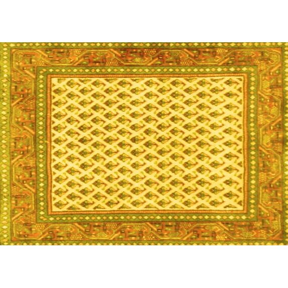Ahgly Company Indoor Rectangle Persian Yellow Traditional Area Rugs, 5' x 7'