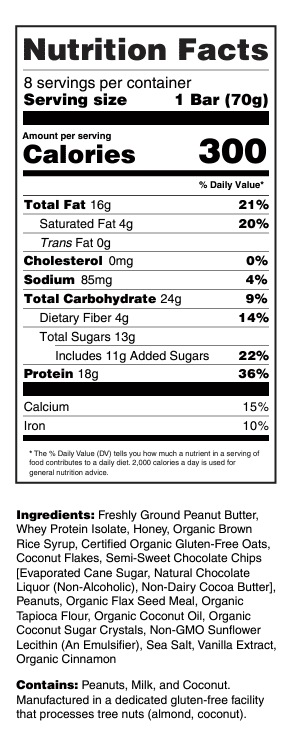 G2G Protein Bar, Peanut Butter Coconut, Gluten-Free, Clean Ingredients, Refrigerated for Freshness, 32 Bars (4 Pack of 8)