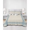 thumbnail image 2 of Twin XL Quilt Bedding Set, Minimalist Stripes Reversible Summer Quilt 3 Pieces, Modern Simple Blue Grid Lines Beige Lightweight Bedspreads Coverlets with 2 Pillow Shams for All Seasons, 2 of 5