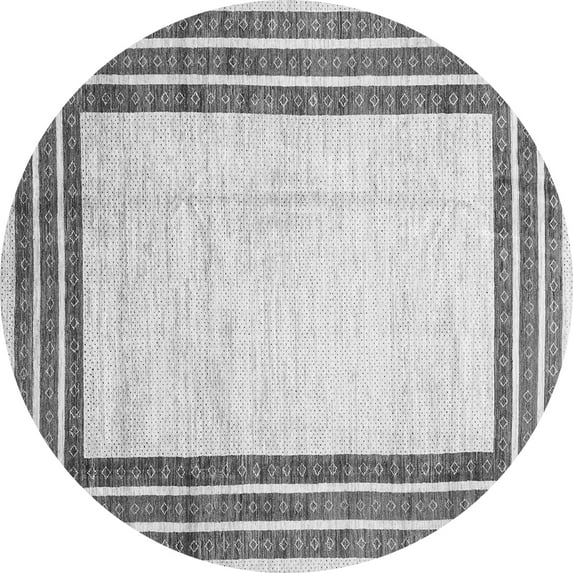 Ahgly Company Indoor Round Abstract Gray Modern Area Rugs, 4' Round