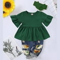 thumbnail image 3 of Bwdbhd Toddler Summer Clothes Baby Girl Clothes Toddler Girl Outfits Ruffle Shirt Pants Cute Outfit Set Baby Girl Clothes 3PCS B,18-24 Months, 3 of 5