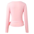 thumbnail image 3 of Ticikt Kids Girl's Tie Wrap Top Long Sleeve V Neck Crop Tops Shirt Slim Fit Dance Fairy Yoga Workout Blouse For,Pink, 3 of 6