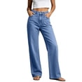 thumbnail image 2 of Women's Jeans High Rise Straight Leg Denim Pants with Pockets Casual Loose Trousers for Work and Daily Wear, 2 of 7