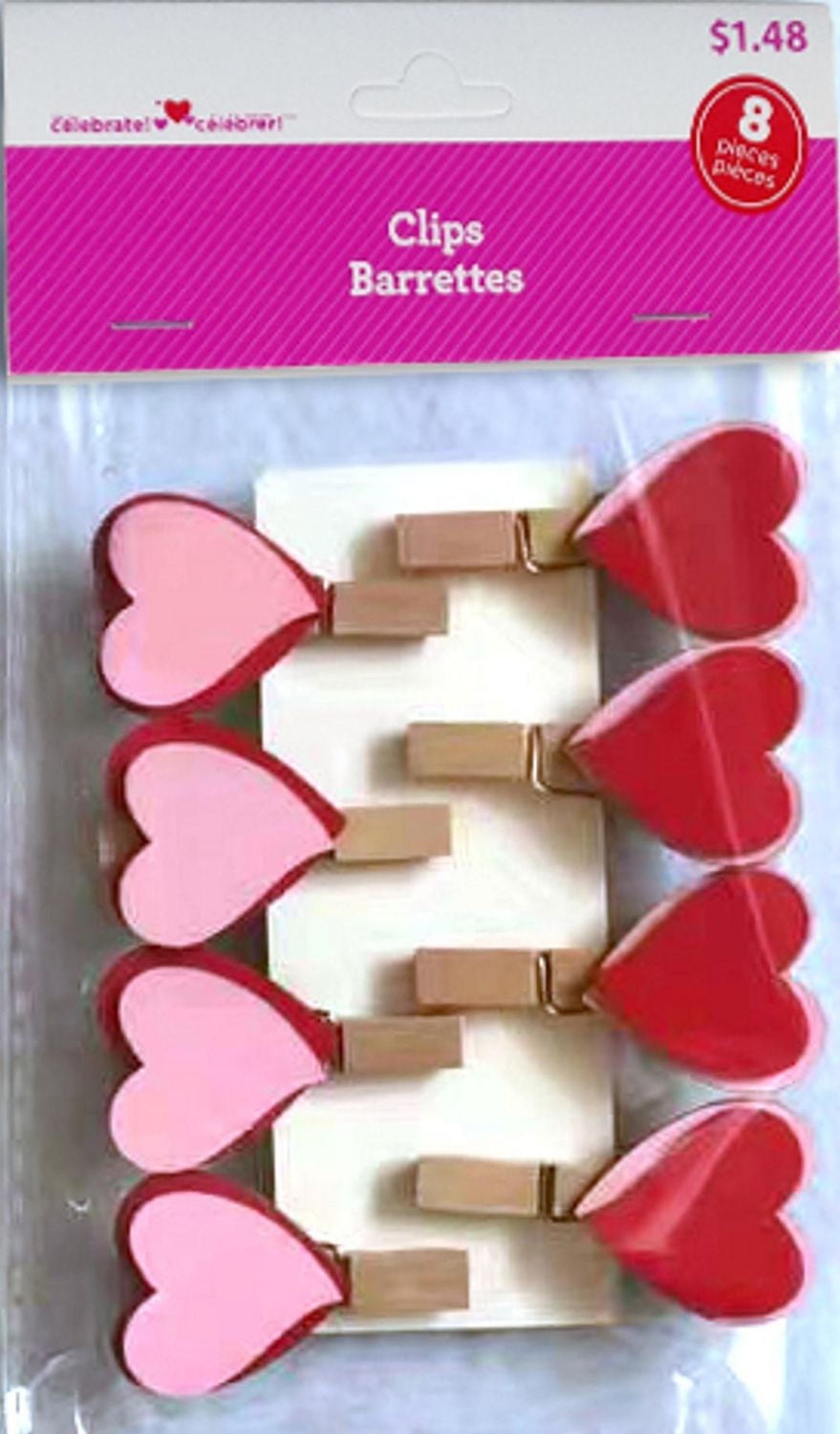 Way to Celebrate 8 Count Heart Shaped Clips