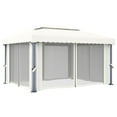 thumbnail image 4 of vidaXL Gazebo with Curtain 13.1'x9.8' Cream White Aluminum, 4 of 6