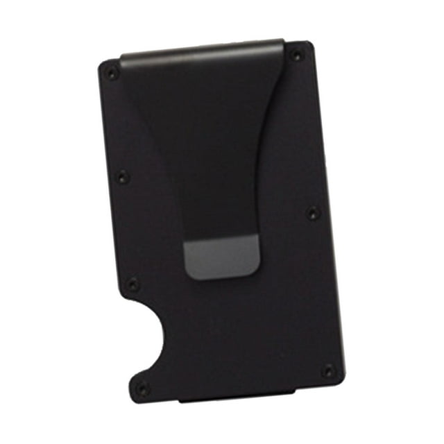 Titular de la tarjeta de crédito minimalista compacto de aleación de aluminio portátil con clip de dinero de bloqueo para hombres hijo viaje Negro