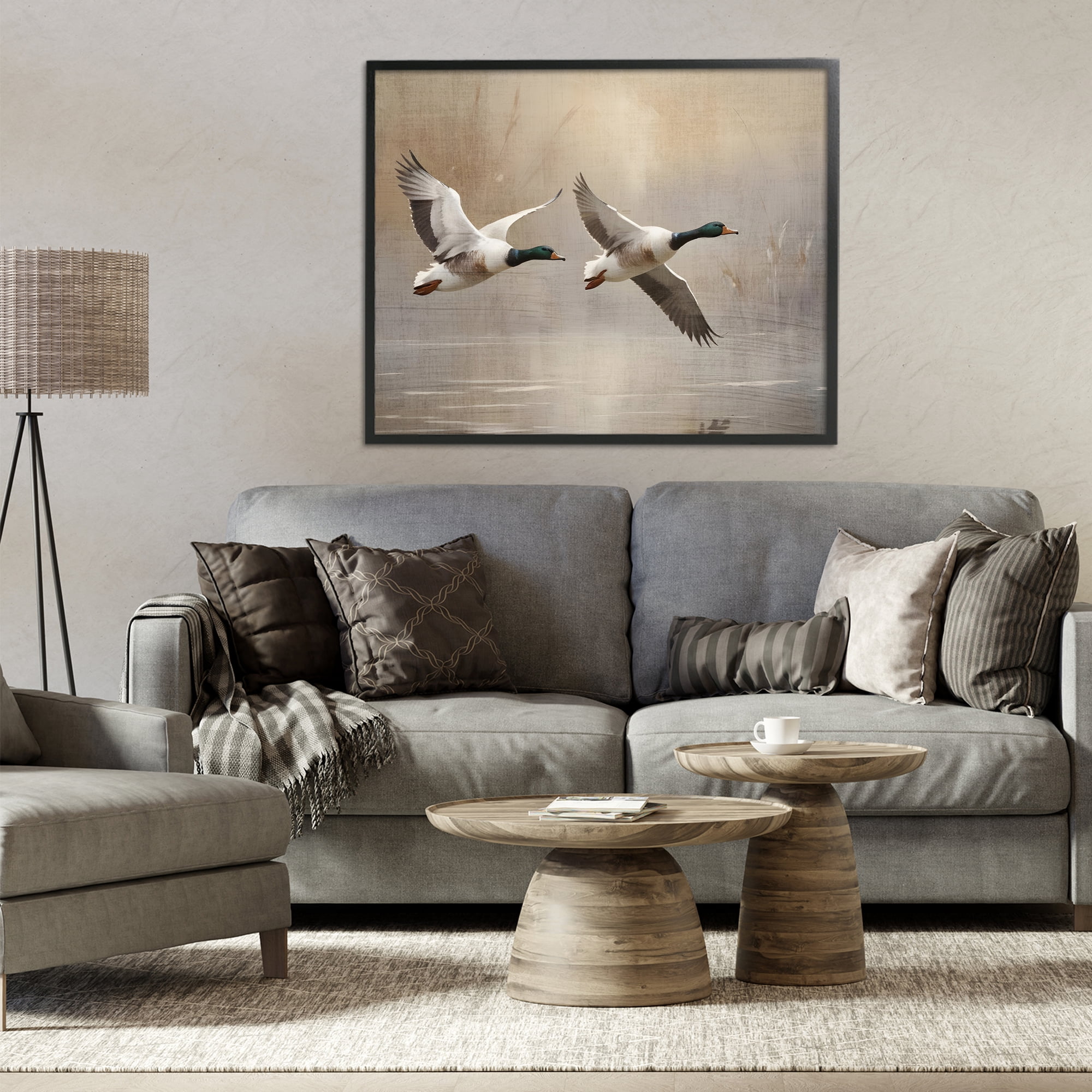 Stupell Industries Mallard Ducks over Pond Black Framed Giclee Art, design by Susan Arnot