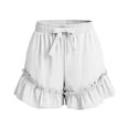 thumbnail image 6 of JUSLIO Women's Shorts,with Pockets High Waist Mid-Length Shorts,Ruffle Elastic Waist,White,Size XXL, 6 of 7