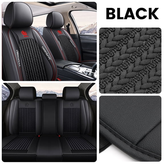 Audew General 5-Seat Car Seat Cover Set, Breathable Long-lasting Leather General Fit for SUV Sedan Easy Installation Multiple Color Options