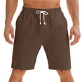 thumbnail image 2 of LMOIPLI Men's Linen Casual Shorts Elastic Drawstring Waist Summer Shorts with Pockets Lightweight Breathable Beach Shorts for Men Brown XXL, 2 of 7
