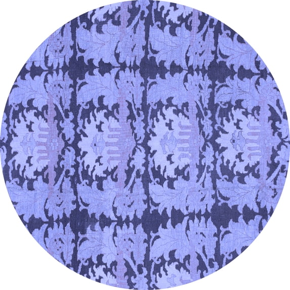 Ahgly Company Indoor Round Abstract Blue Modern Area Rugs, 5' Round
