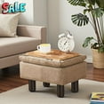 thumbnail image 2 of Tcbosik Cozy Brown Rectangular Storage Ottoman - Versatile Footrest, Seat, and Step Stool with Soft Linen Fabric - Fits Perfectly Under Desks and Tables, 2 of 7
