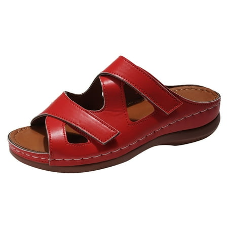 Fashion Summer Women Slippers Sandals for Women Dressy Thick Soles Open Toe Fashion Sandals for Women Breathable and Lightweight Slip on Comfortable Solid Color Roman Style Beach Shoes