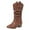 Brown, variant on Womens Slouch Wide Mid Calf Cowboy Boots Winter Fall Casual Slouchy Leather Pointed Toe Western Cowgirl Boots Brown Size 6.5