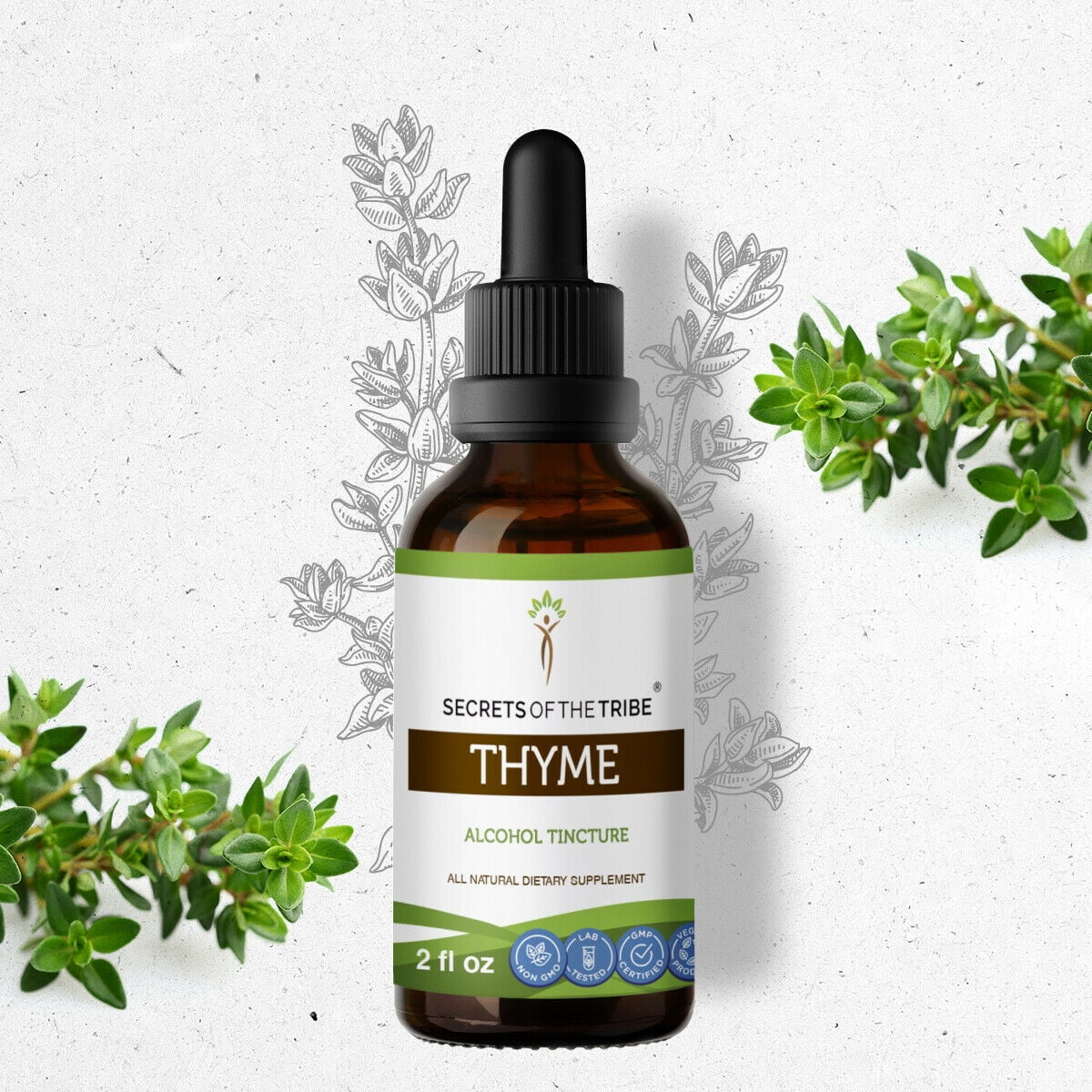 Thyme Tincture Alcohol Extract, Organic Thymus Vulgaris Tonic Effect 2
