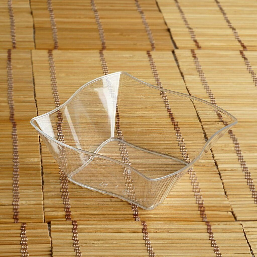 6 oz 2" Clear Wavy Design PLASTIC MINI BOWLS Single Serve Wedding Disposable