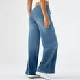 thumbnail image 5 of WTOBBY Women's Casual Loose Comfortable Solid Color Wide-Leg Jeans, High Waist Stretch Denim Trousers Fashionable Streetwear Pants for Ladies,Light Blue M, 5 of 5