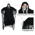 thumbnail image 4 of RKSTN halloween decroations Halloween Hanging, 5.5 Ft Large Life Size Halloween Prop Skull With LED Glowing Eyes And Creepy Shrilling Sound Scary Grim With Can Be Bent Arms, 4 of 8