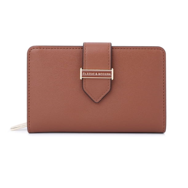 Cartera plegable con cremallera de gran capacidad y moda, cartera corta para mujer