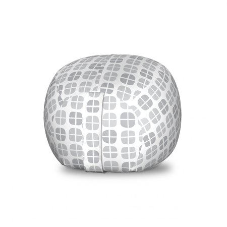 Grey Storage Toy Bag Chair  Geometric Pattern with Hand Drawn Style Random Square Shapes Abstract Grid  Stuffed Animal Organizer Washable Bag  Large Size  Pale Grey and Coconut  by Ambesonne
