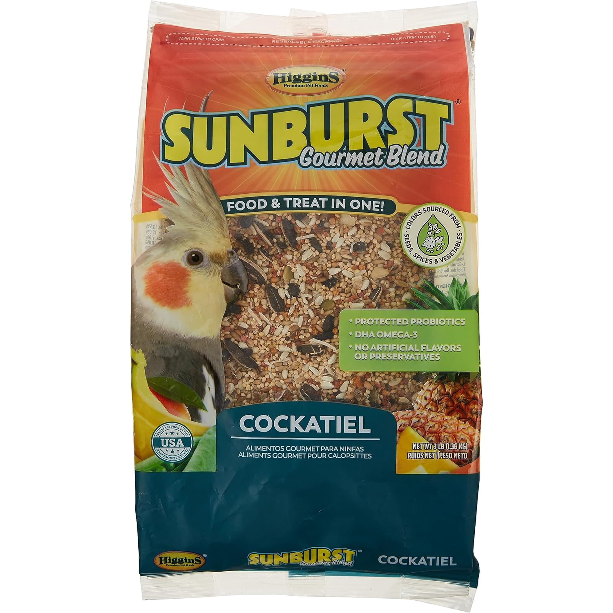 Higgins Sunburst Gourmet Cockatiel Bird Food 3lbs