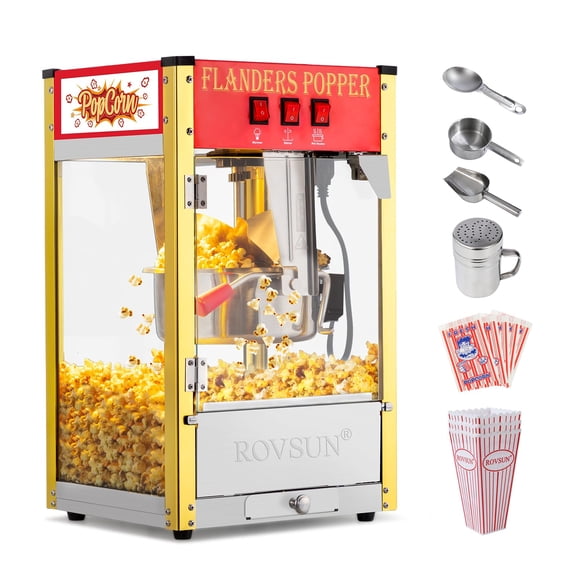 Máquina de palomitas ROVSUN de 8 oz, caldera de 120 V, roja