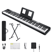 Donner Piano Keyboard 88 Keys, Velocity-Sensitive Digital Keyboard Piano for Beginner, Portable Electric Piano with Stand, Sustain Pedal, Black, DEP-1