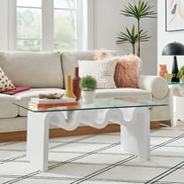 Modway Ondine Glass Top Coffee Table in White
